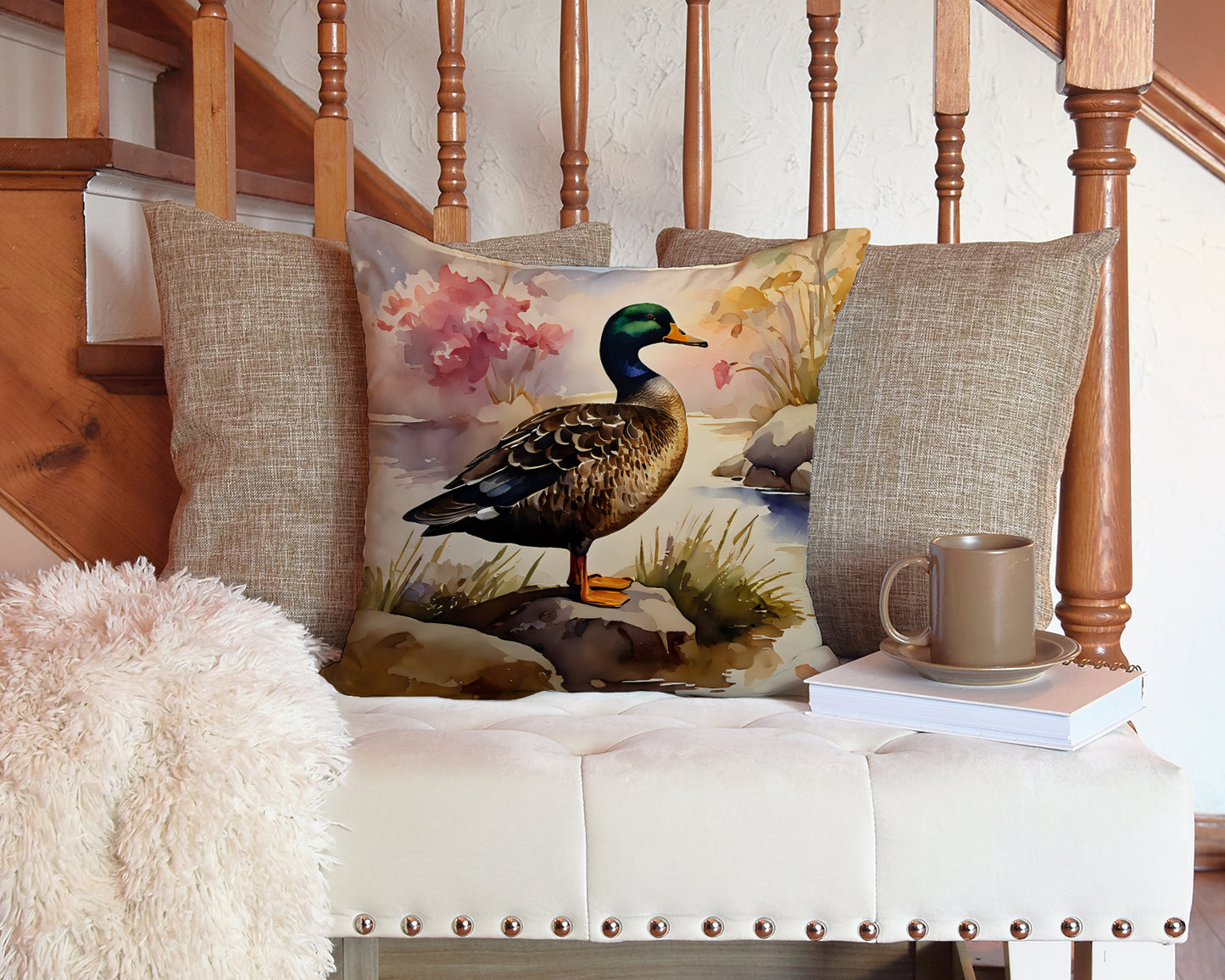 American Black Duck Throw Pillow