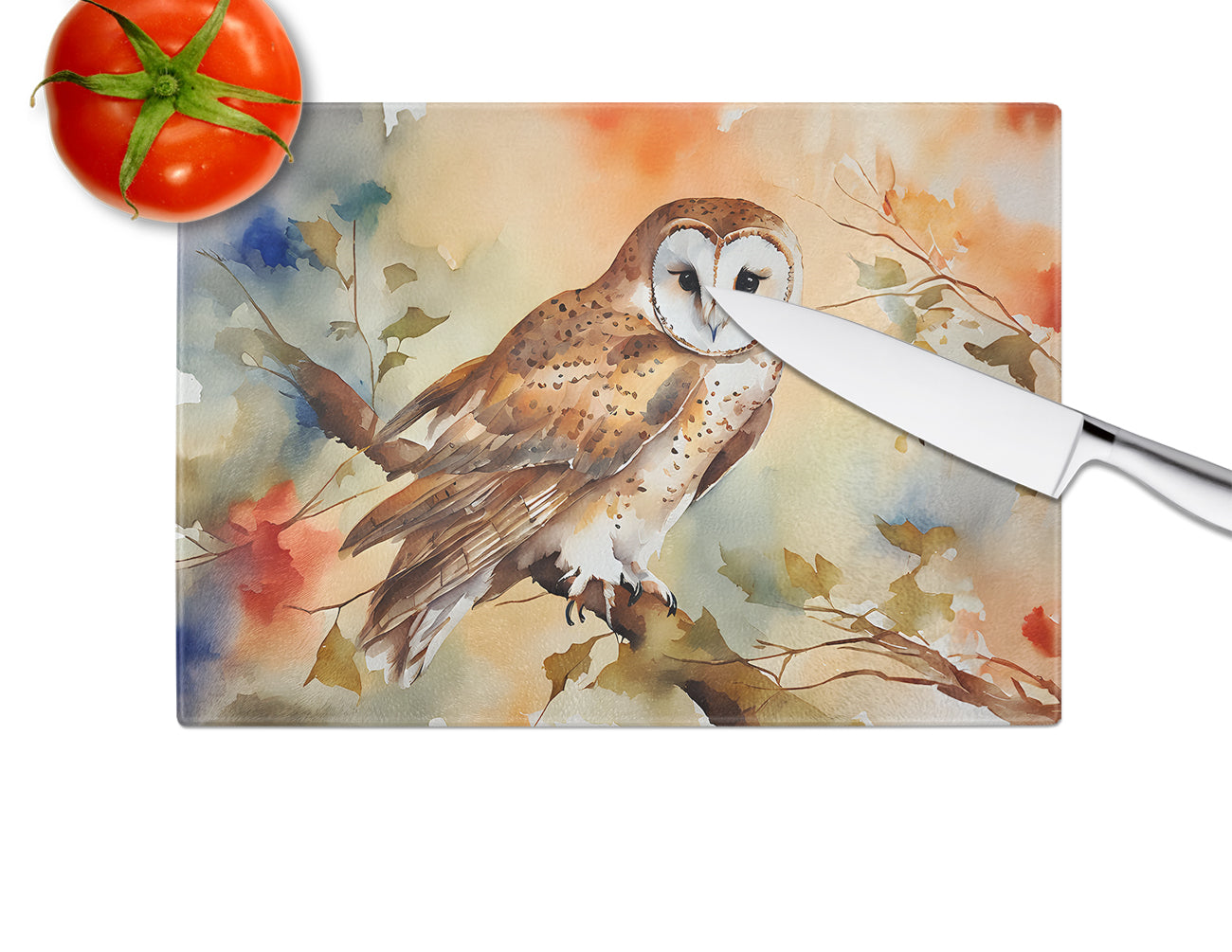 Barn Owl Glass Cutting Board