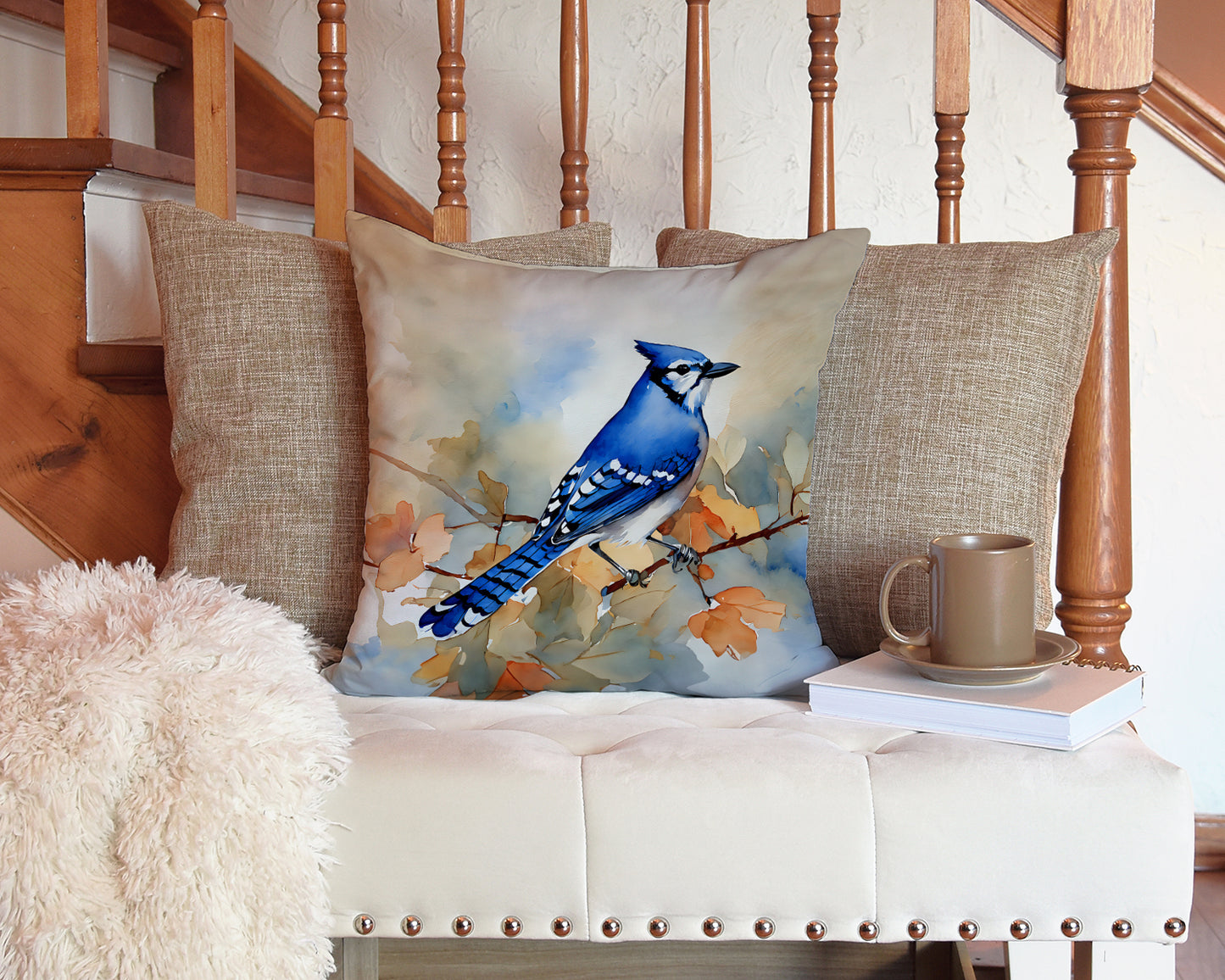 Blue Jay Throw Pillow