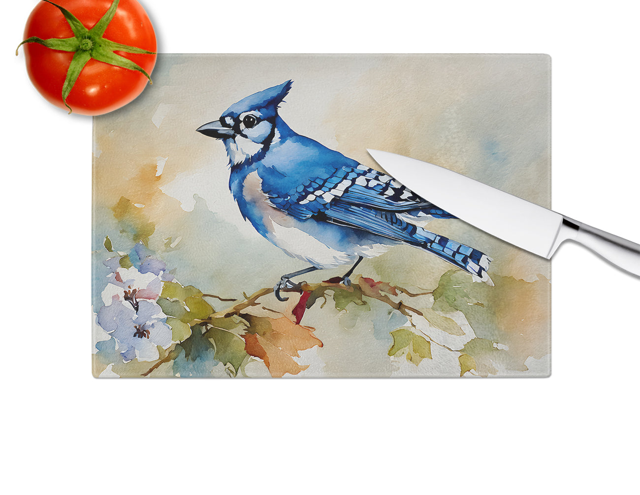 Blue Jay Glass Cutting Board