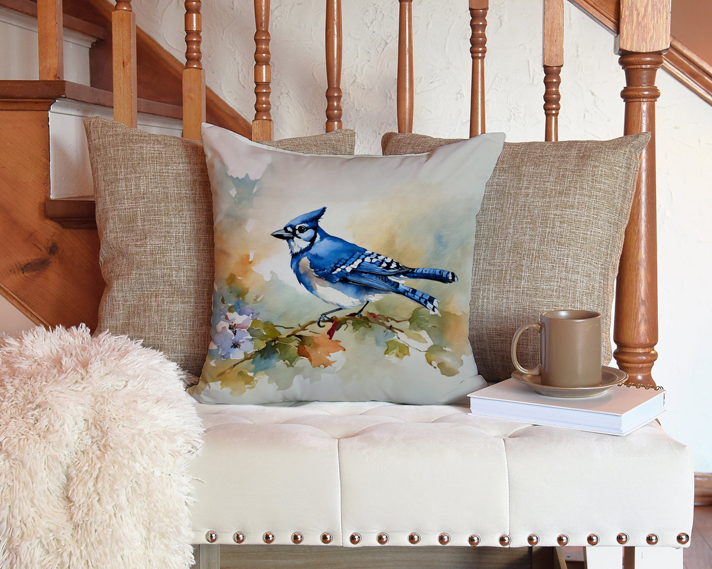 Blue Jay Throw Pillow