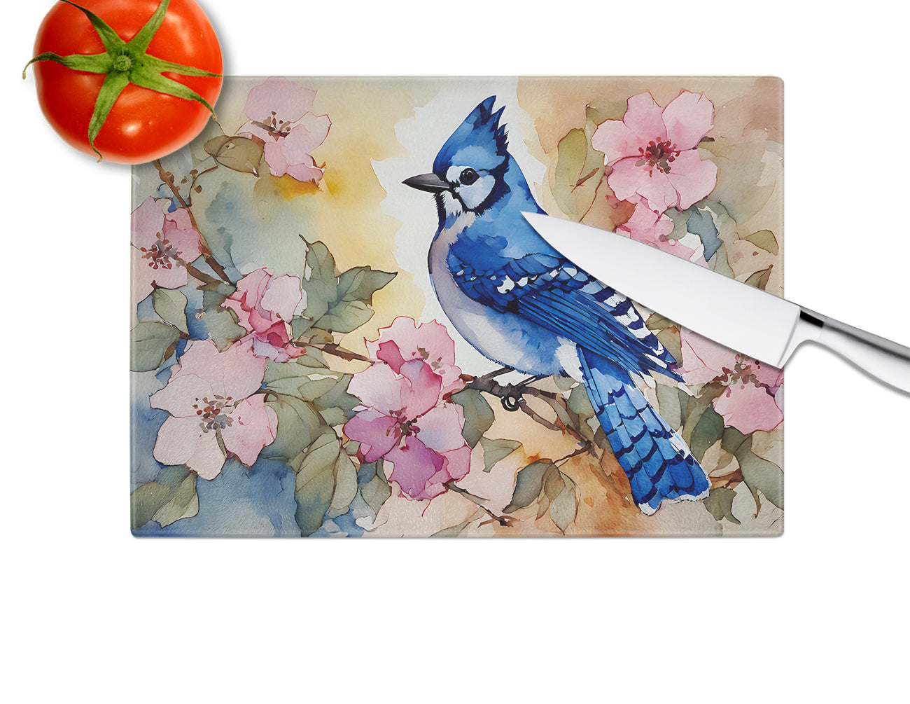 Blue Jay Glass Cutting Board