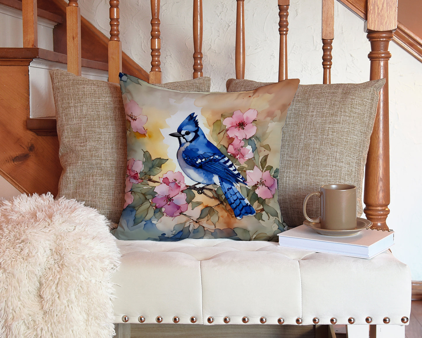 Blue Jay Throw Pillow