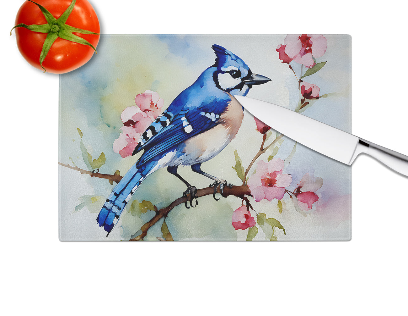 Blue Jay Glass Cutting Board