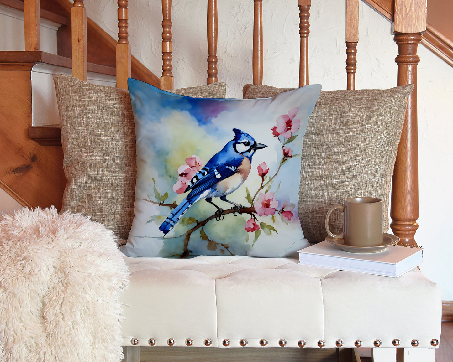 Blue Jay Throw Pillow