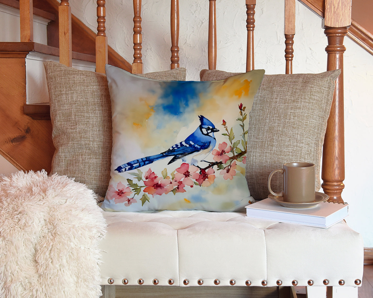 Blue Jay Throw Pillow