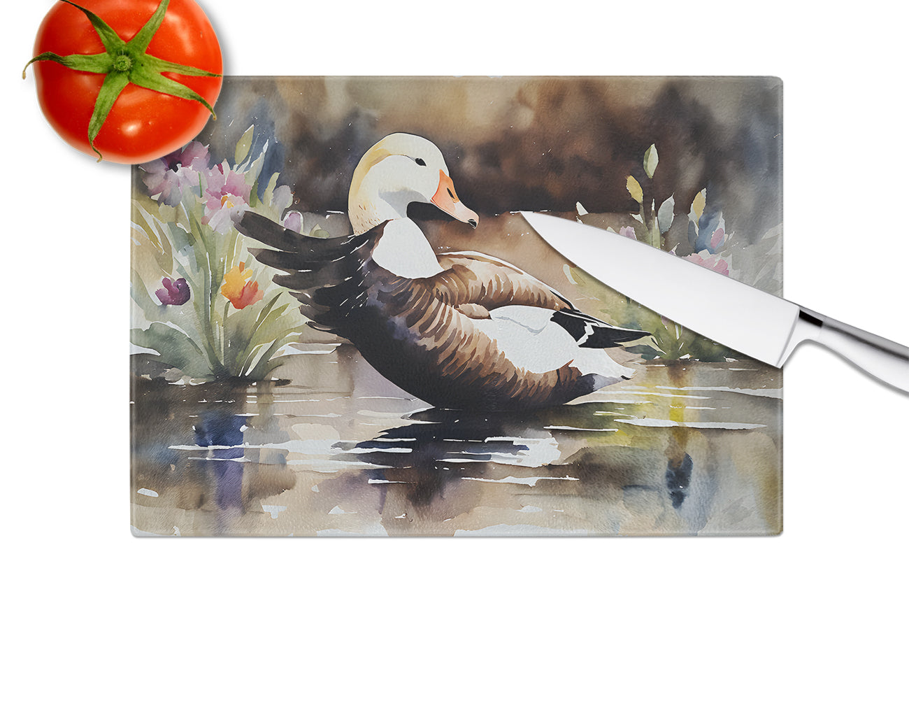 Common Eider Duck Glass Cutting Board