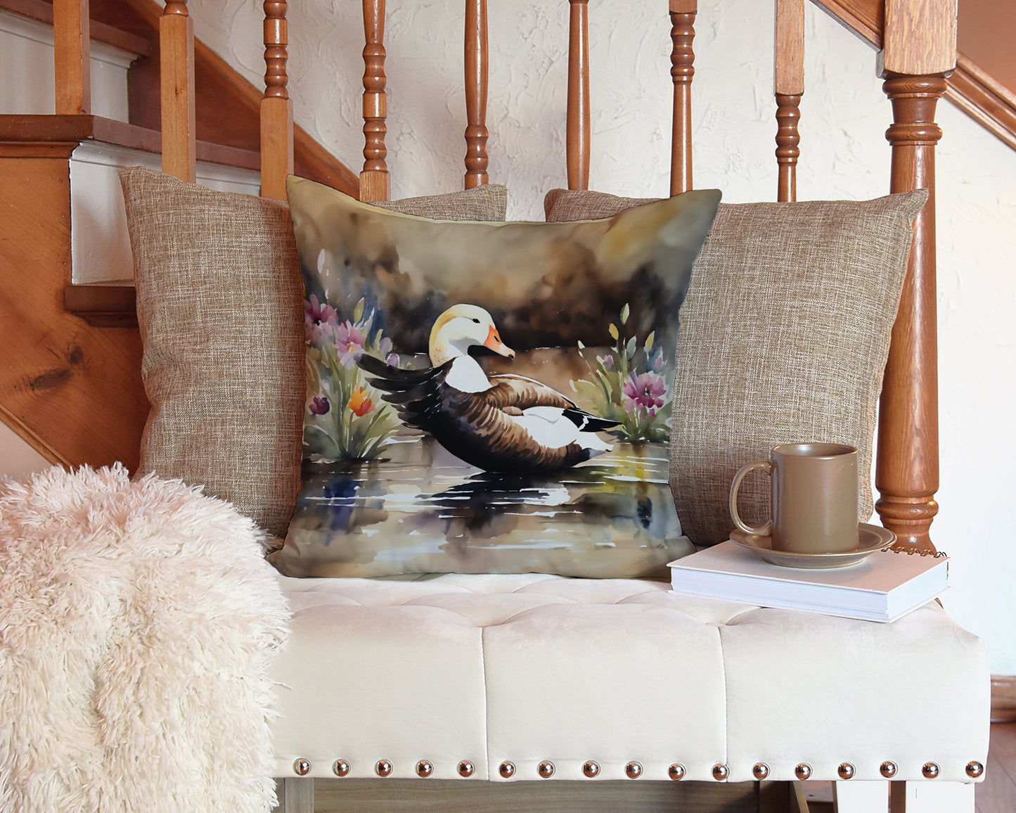 Common Eider Duck Throw Pillow