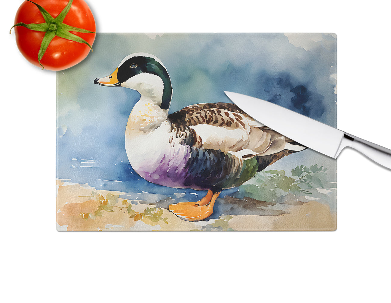 Common Eider Duck Glass Cutting Board