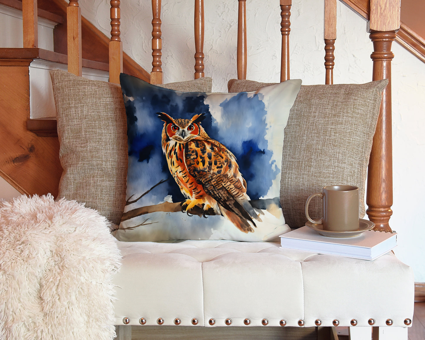 Eurasian Eagle Owl Throw Pillow