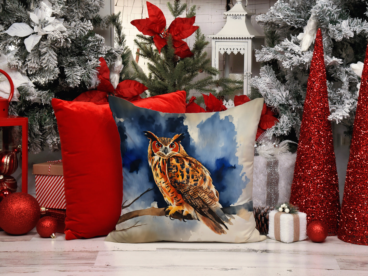 Eurasian Eagle Owl Throw Pillow