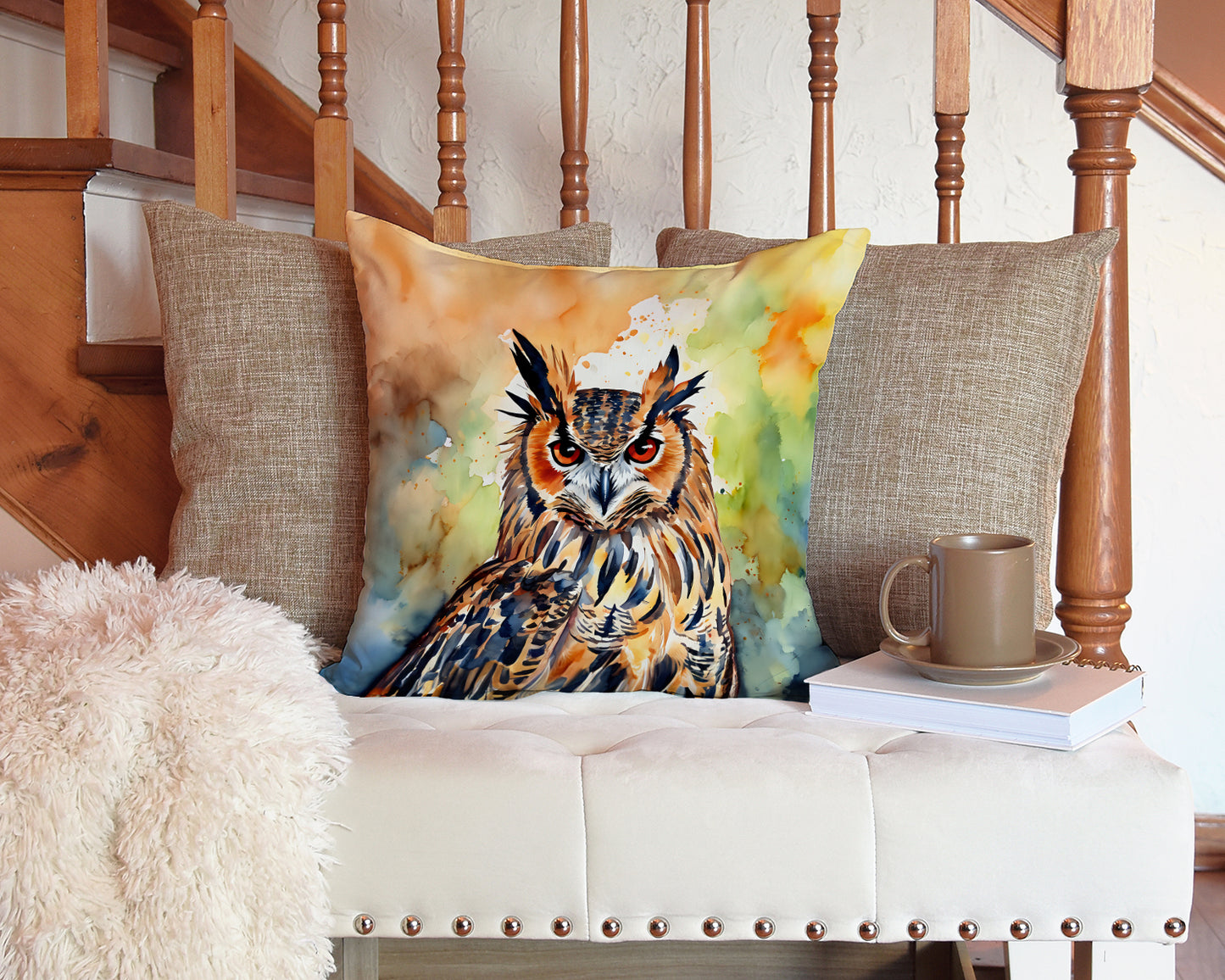 Eurasian Eagle Owl Throw Pillow