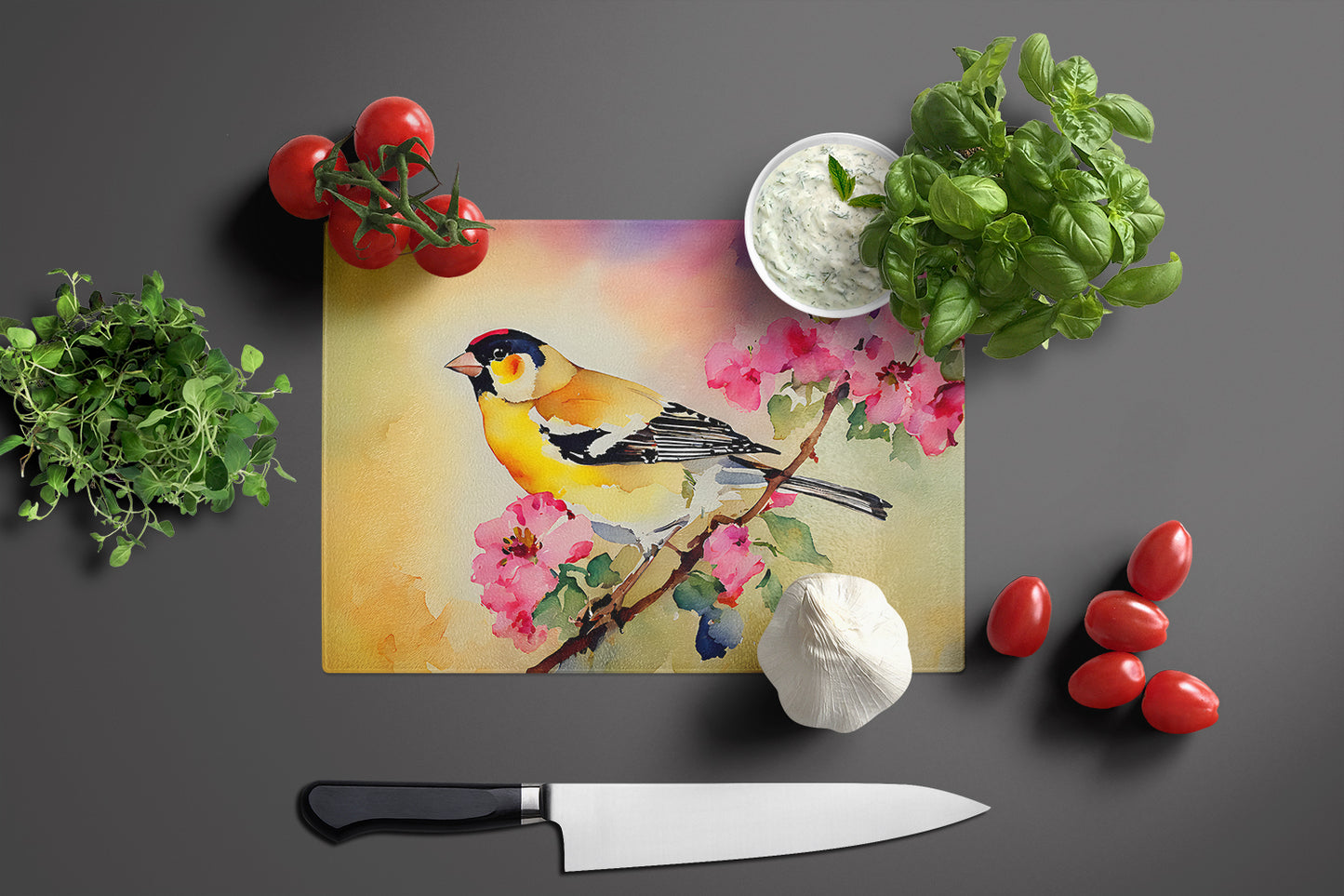 Goldfinch Glass Cutting Board