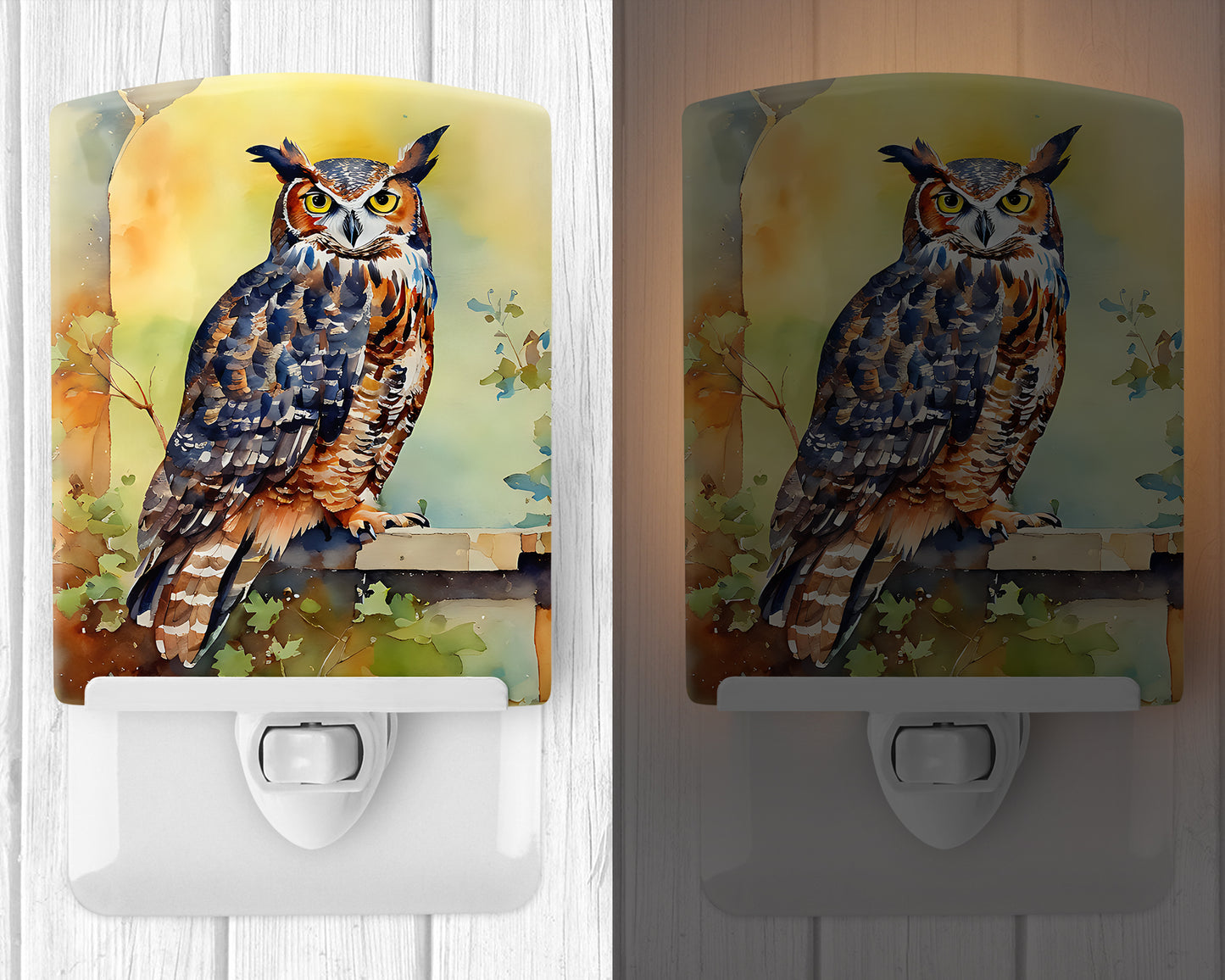 Great Horned Owl Ceramic Night Light