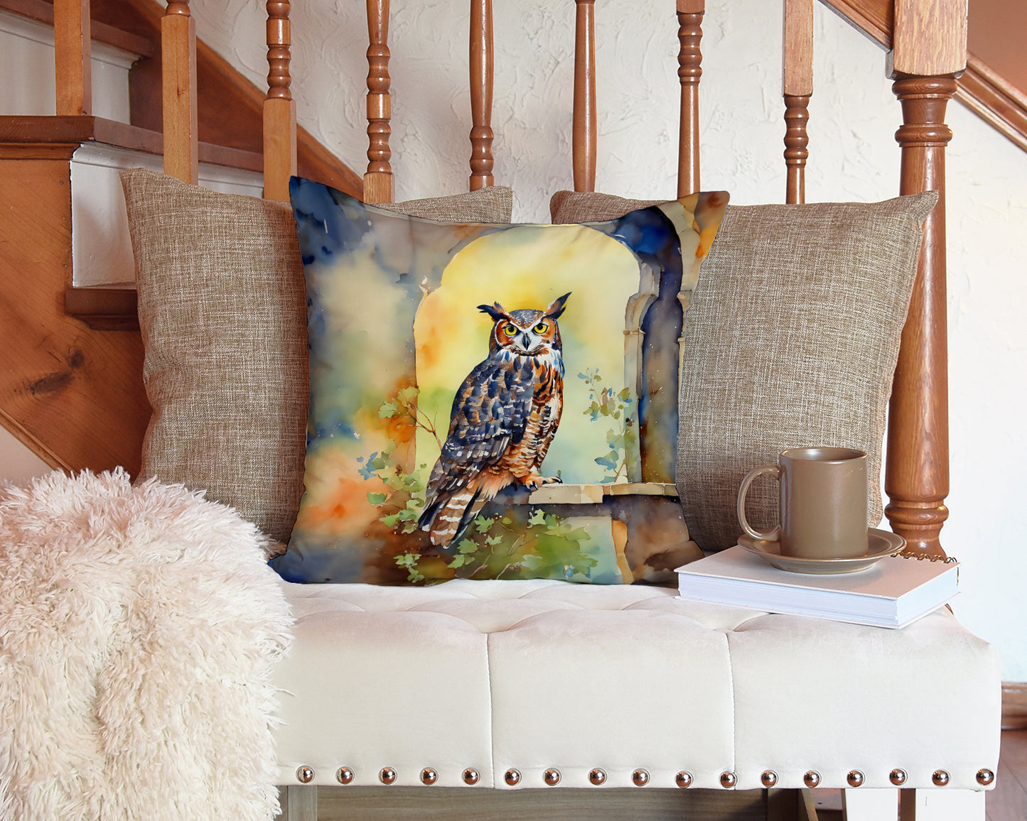 Great Horned Owl Throw Pillow