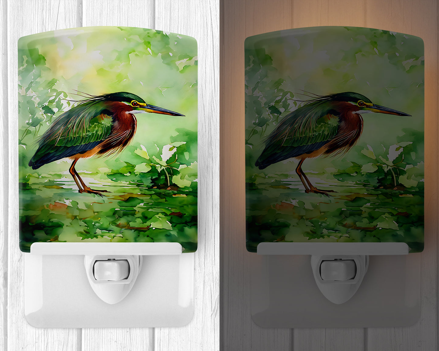 Green Heron Ceramic Night Light