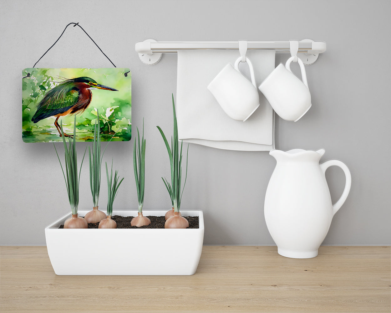 Green Heron Wall or Door Hanging Prints