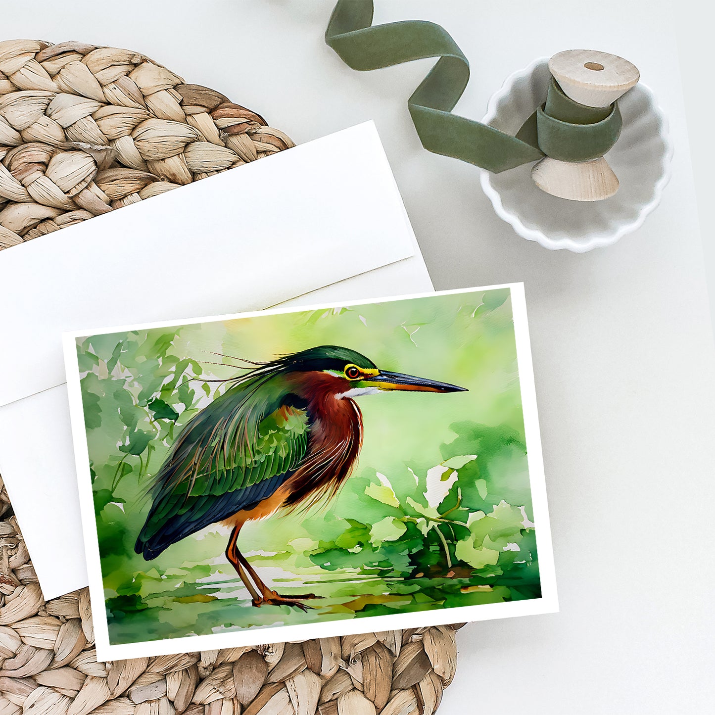 Green Heron Greeting Cards Pack of 8