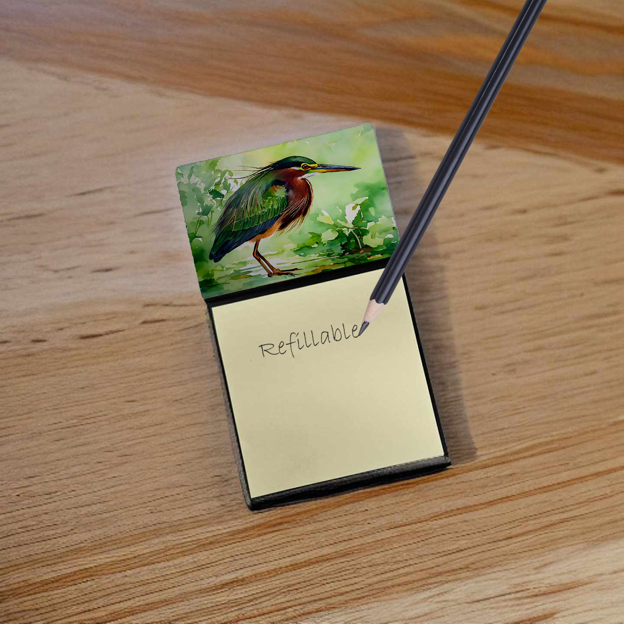 Green Heron Sticky Note Holder