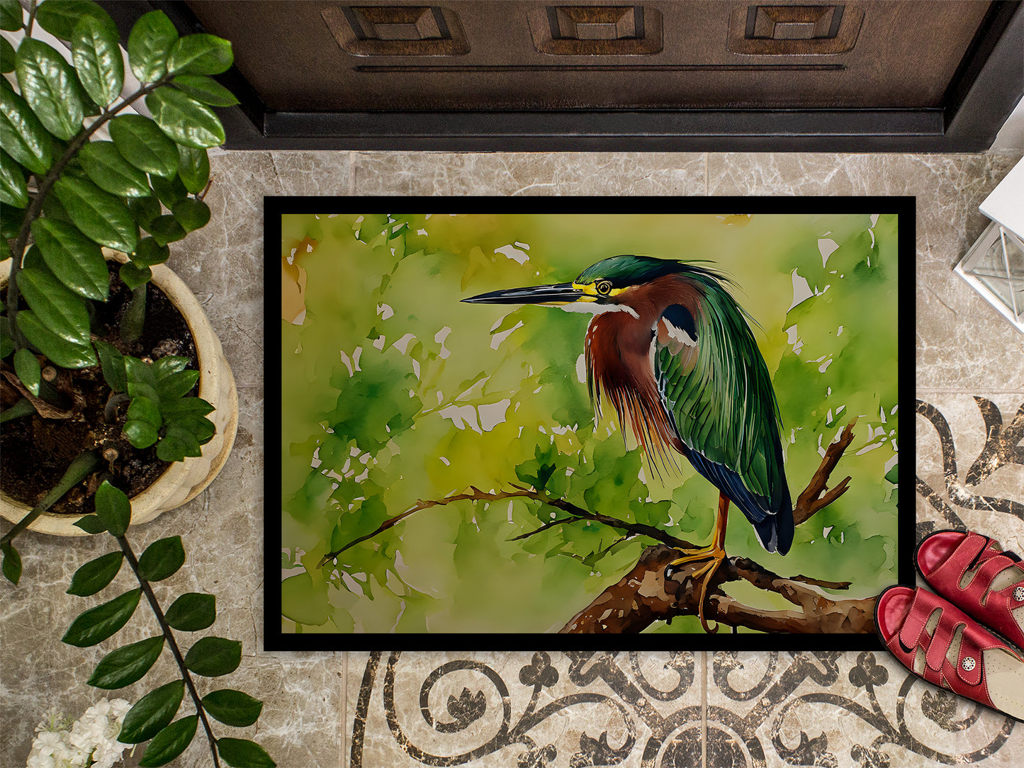 Green Heron Doormat