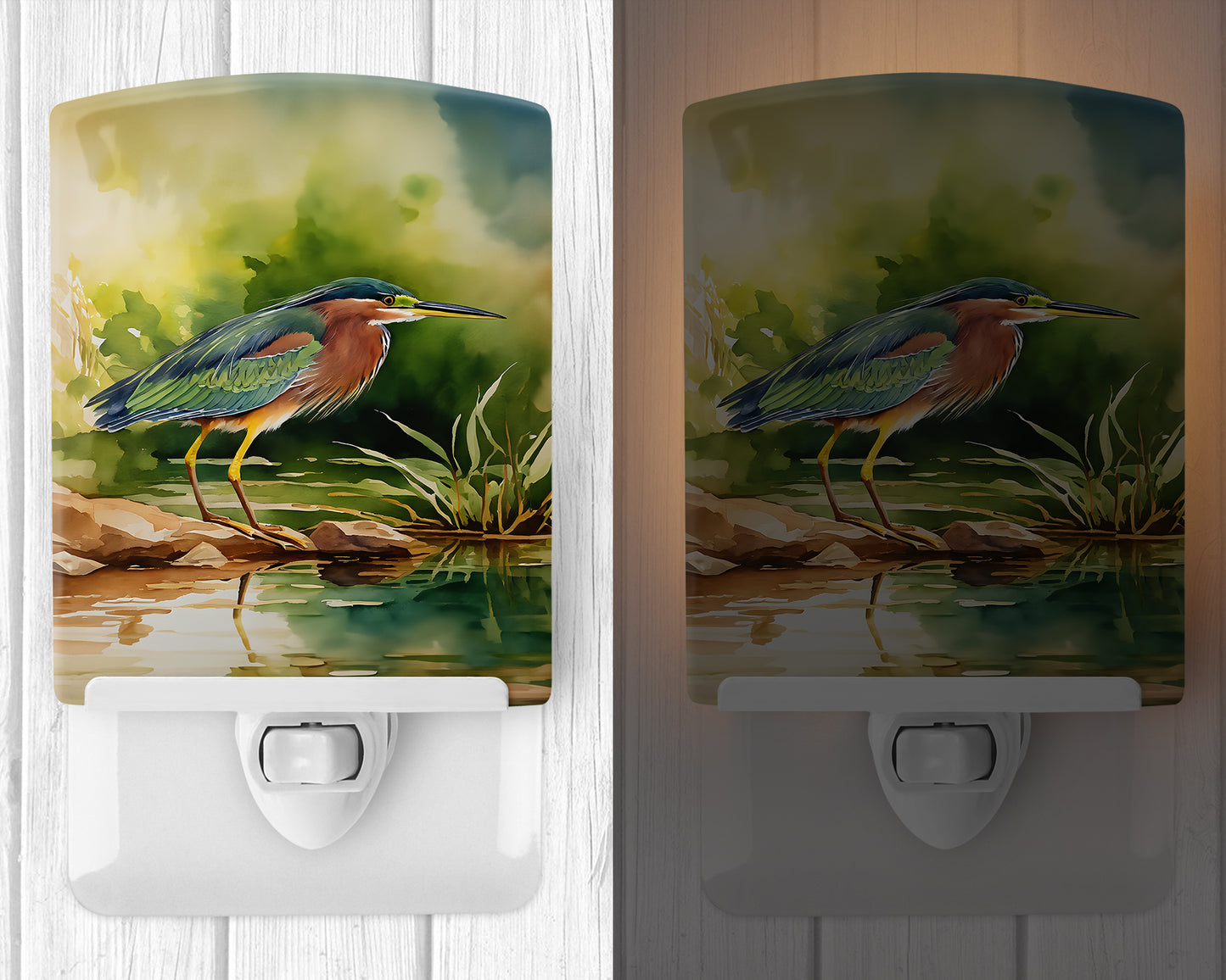 Green Heron Ceramic Night Light