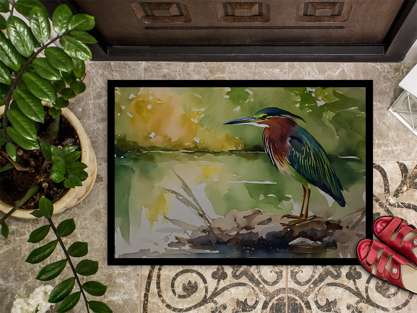 Green Heron Doormat