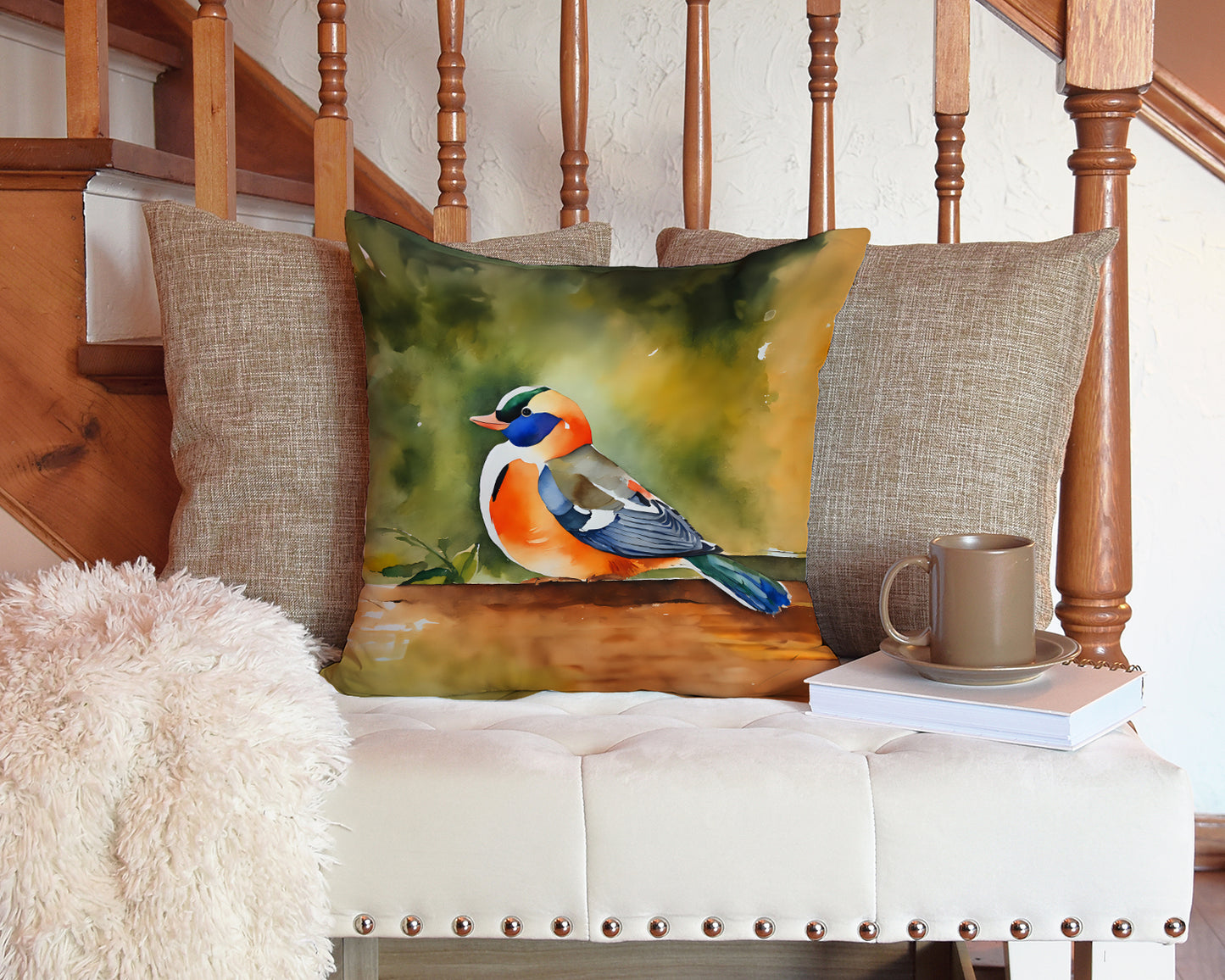 Mandarin Duck Throw Pillow