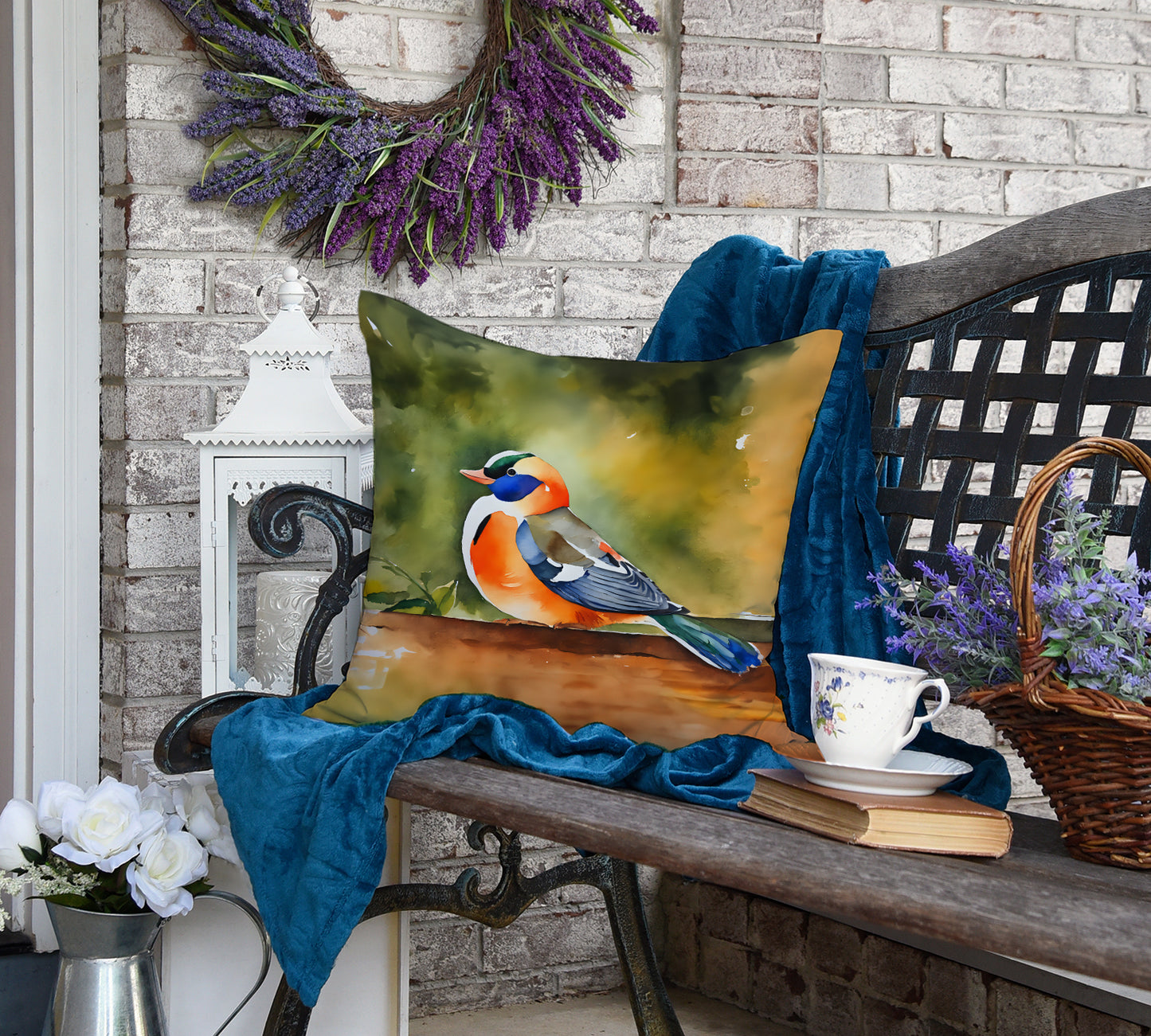 Mandarin Duck Throw Pillow