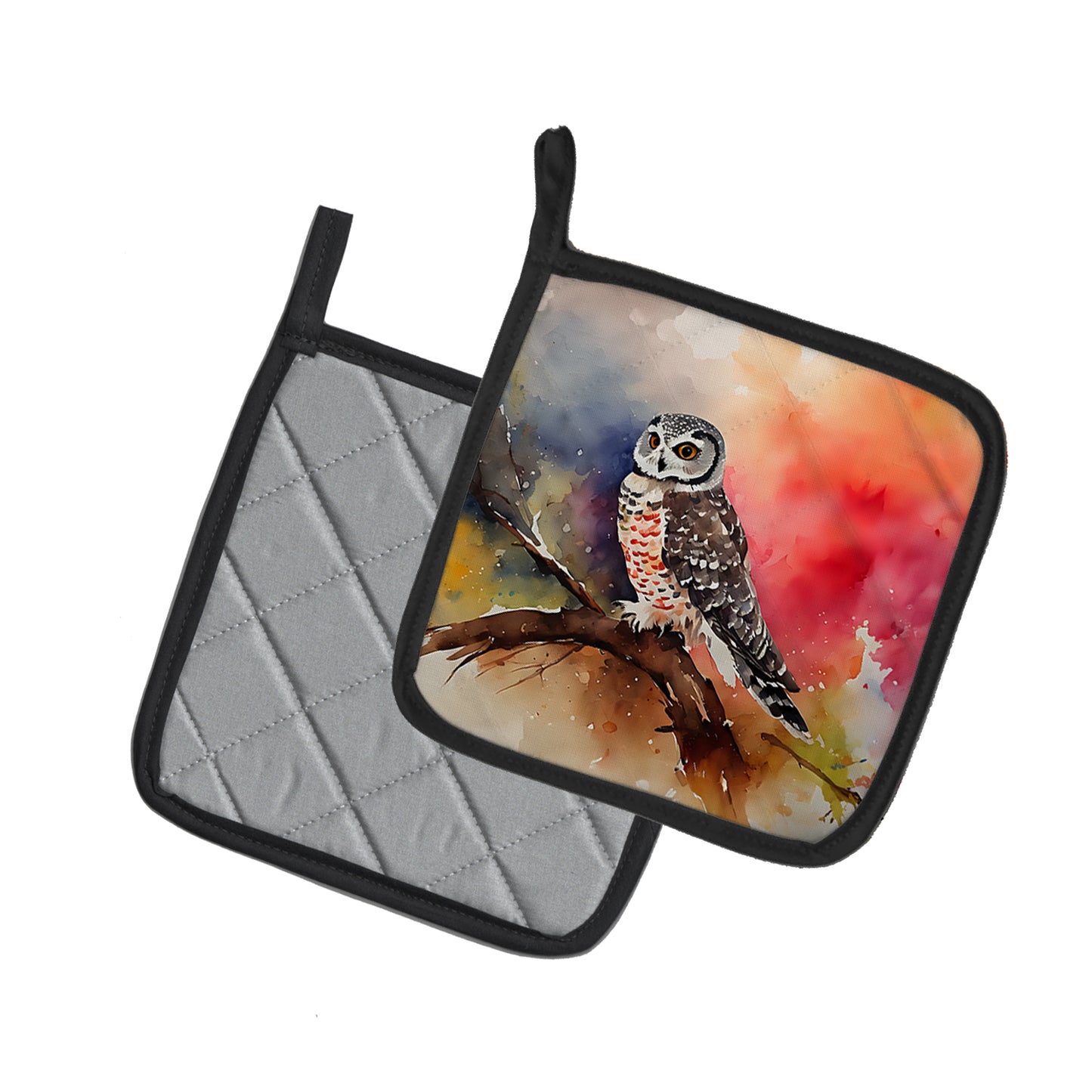 Northern Hawk Owl Pair of Pot Holders