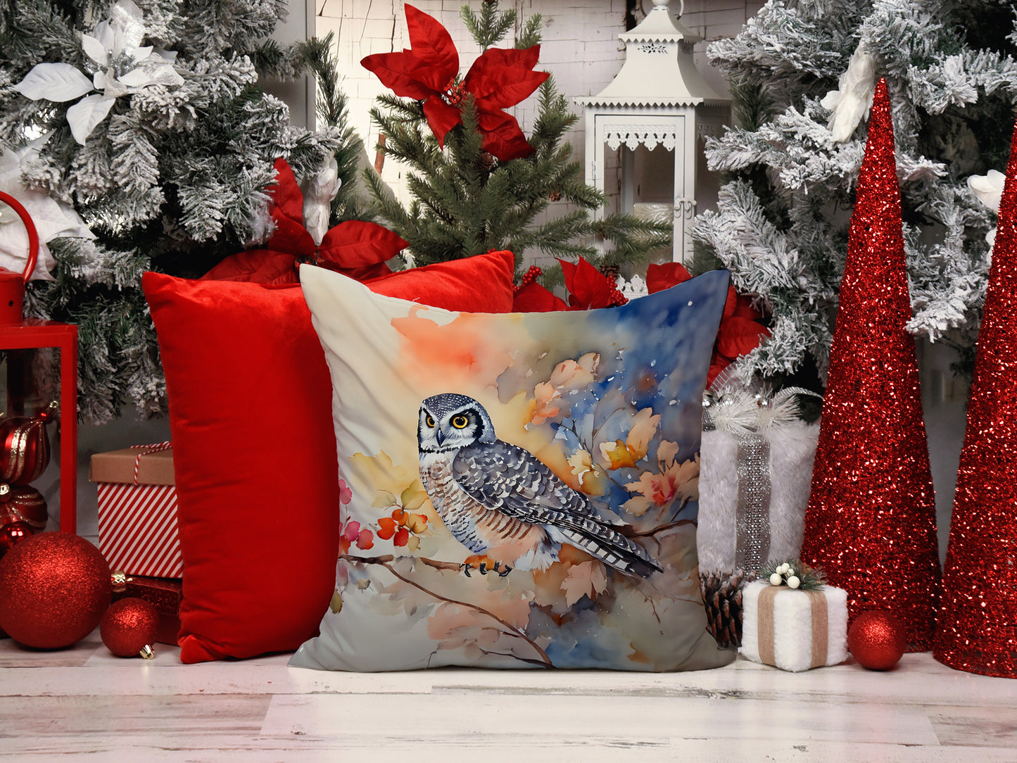 Northern Hawk Owl Throw Pillow