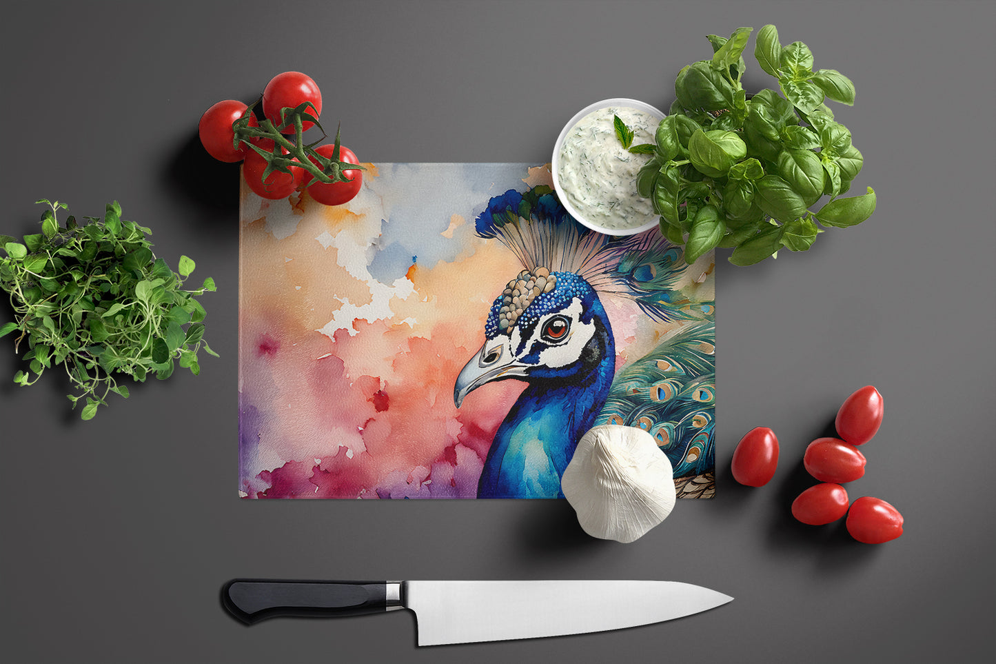 Peacock Glass Cutting Board