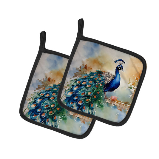 Buy this Peacock Pair of Pot Holders