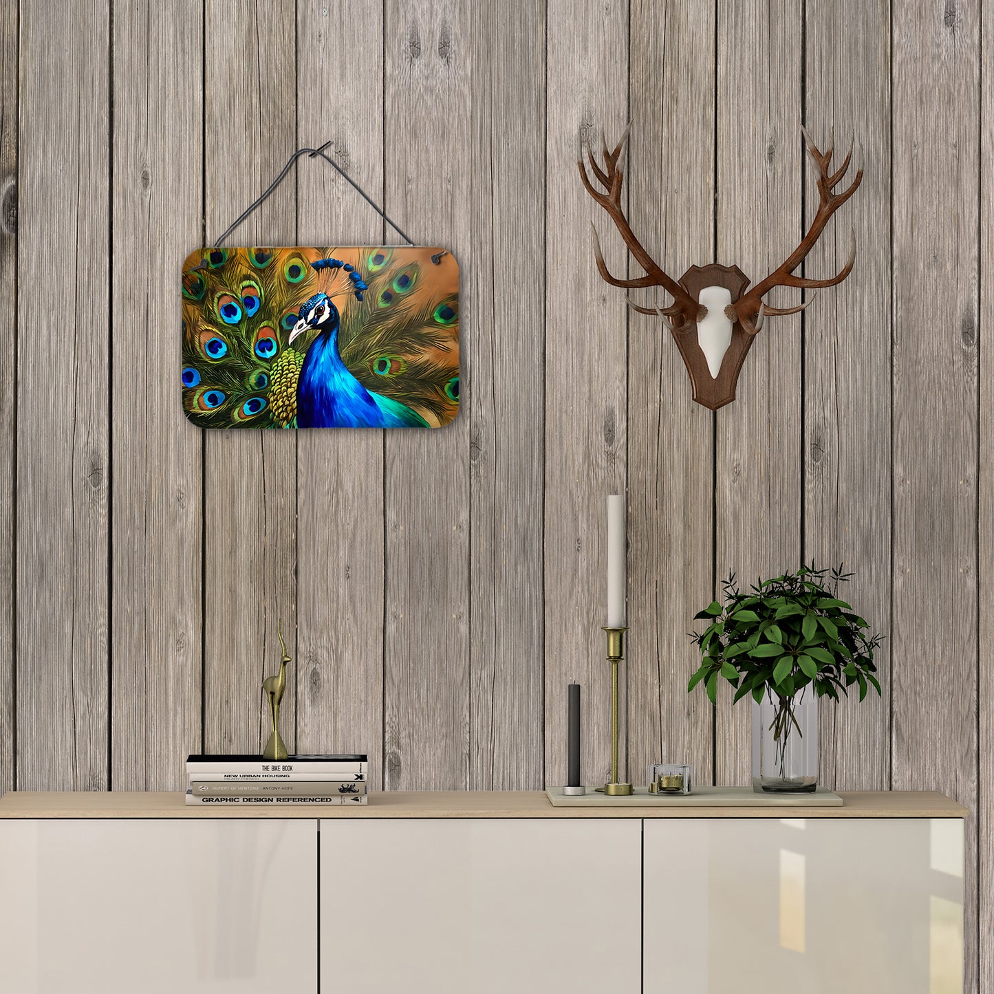 Peacock Wall or Door Hanging Prints