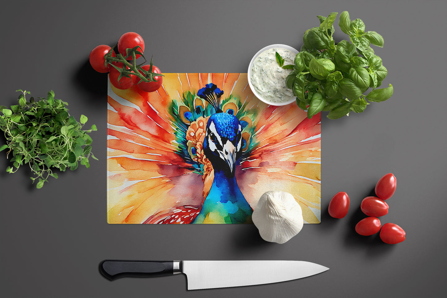 Peacock Glass Cutting Board