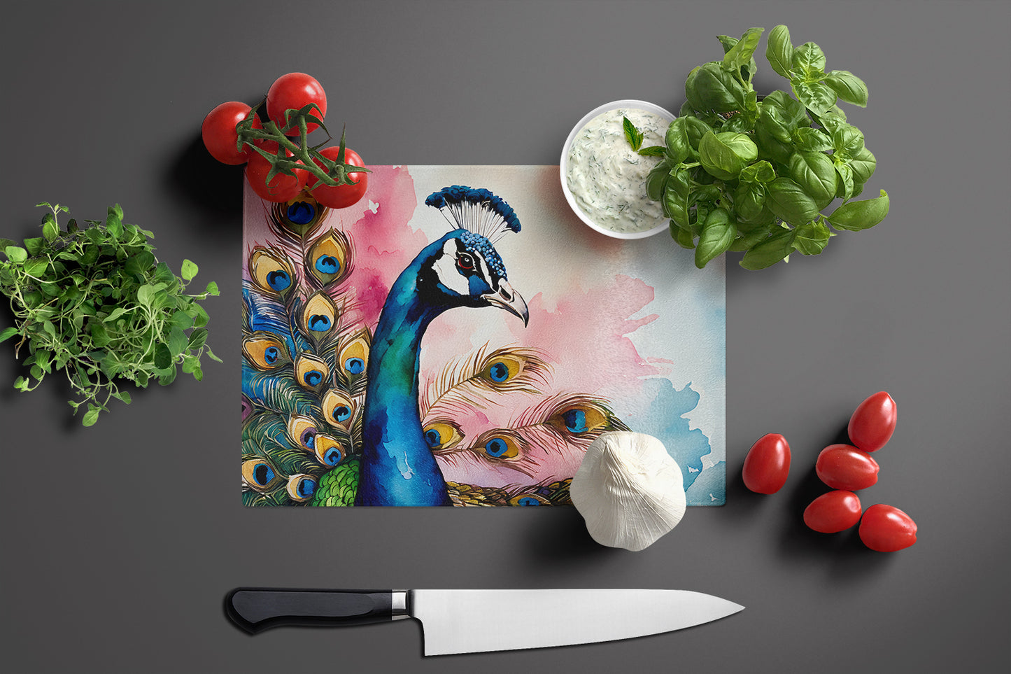 Peacock Glass Cutting Board