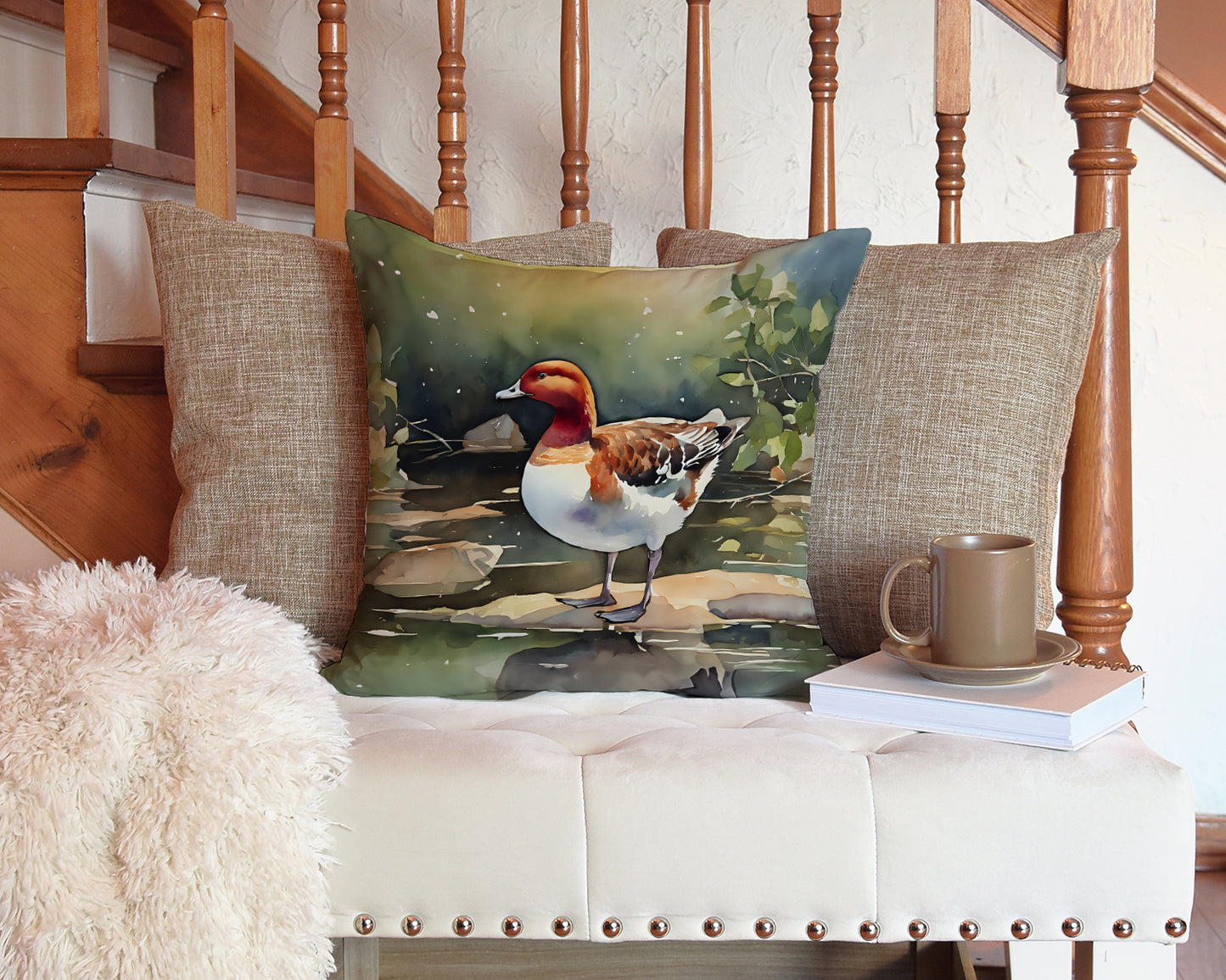 Redhead Duck Throw Pillow