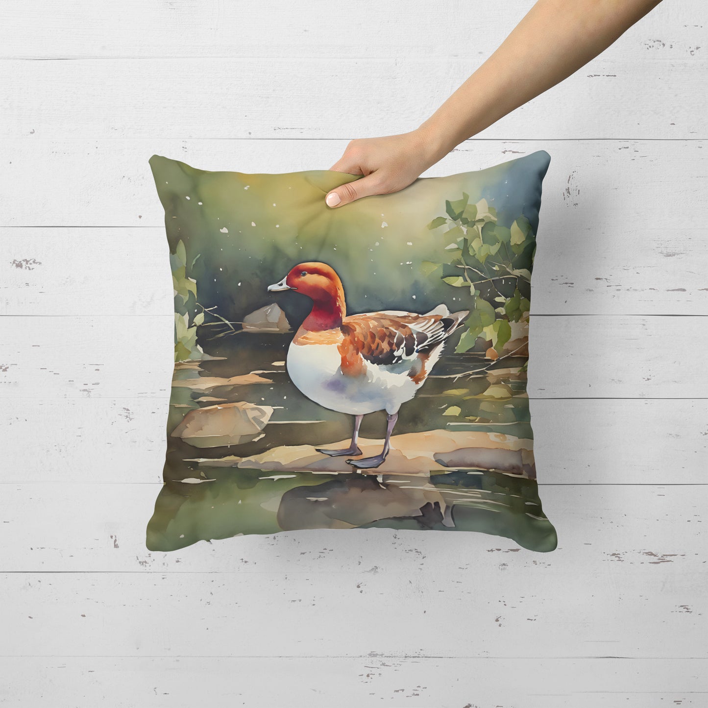 Redhead Duck Throw Pillow