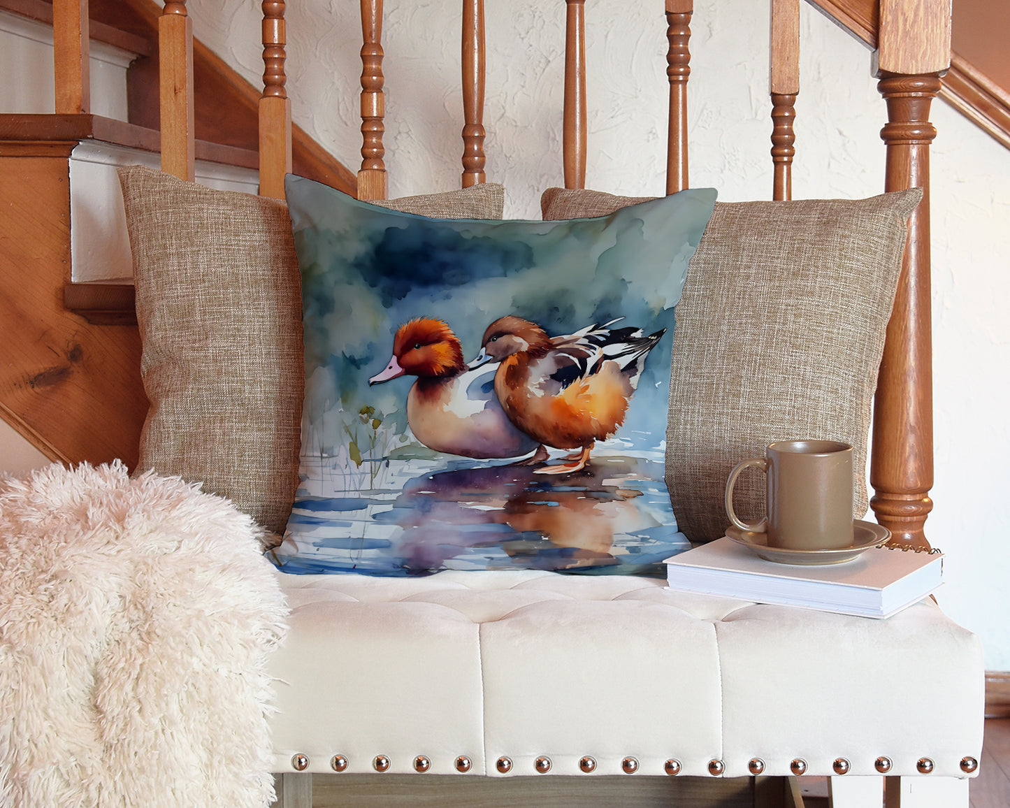 Redhead Duck Throw Pillow