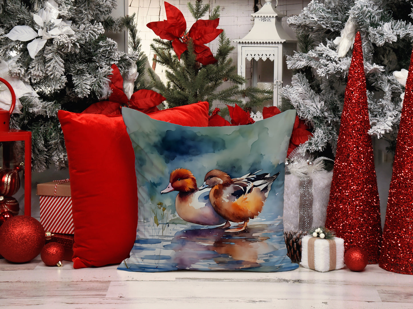 Redhead Duck Throw Pillow