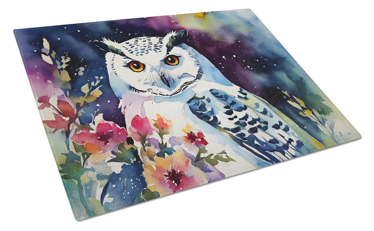 Buy this Snowy Owl Glass Cutting Board