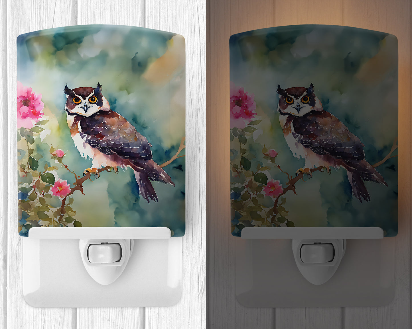 Spectacled Owl Ceramic Night Light