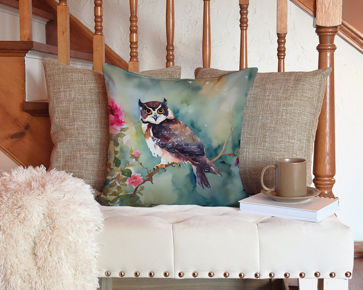 Spectacled Owl Throw Pillow