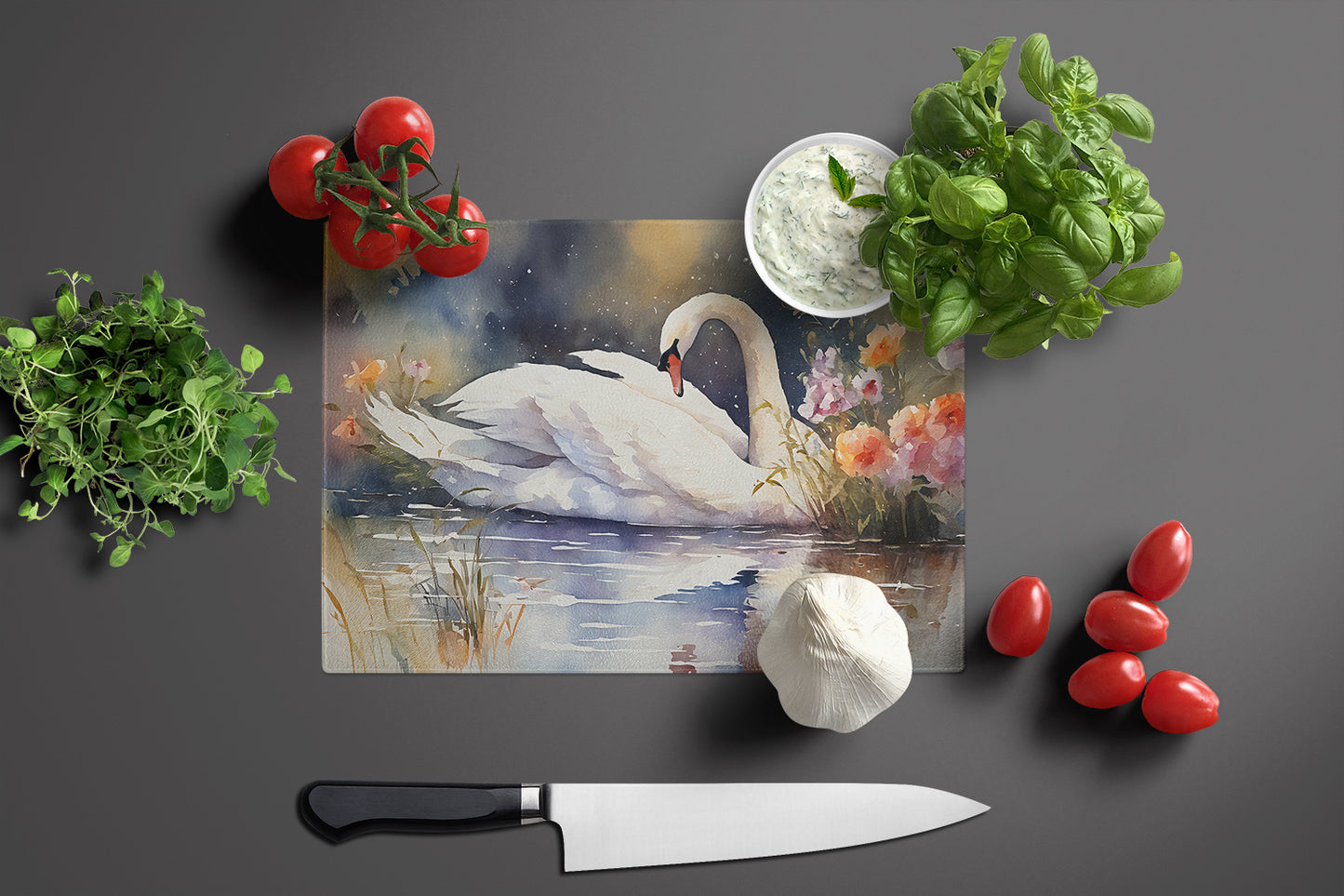 Swan Glass Cutting Board