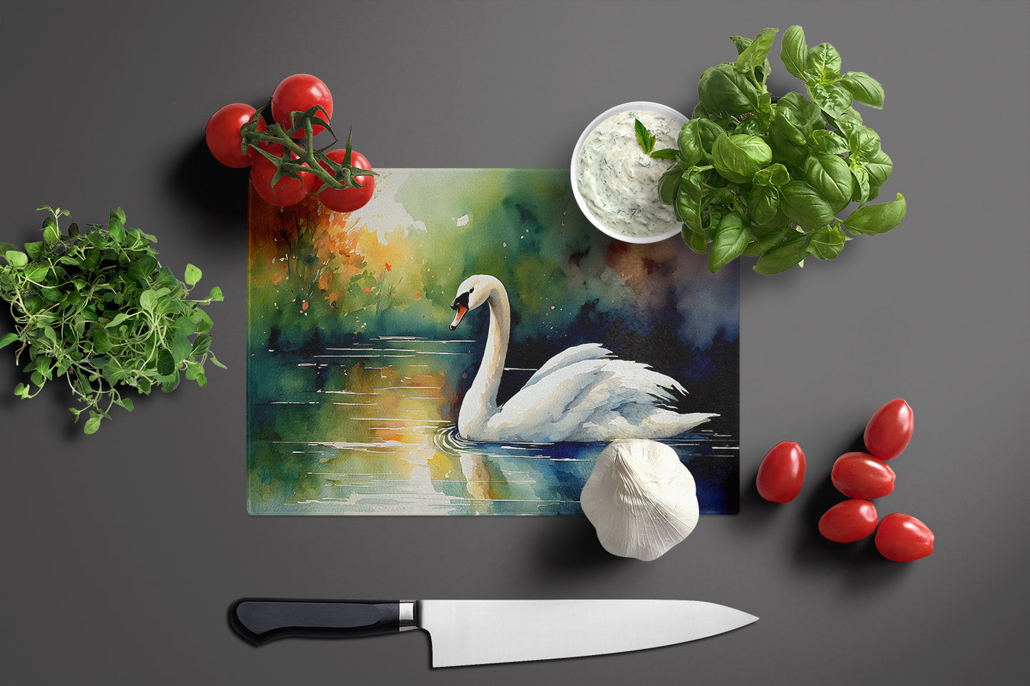 Swan Glass Cutting Board