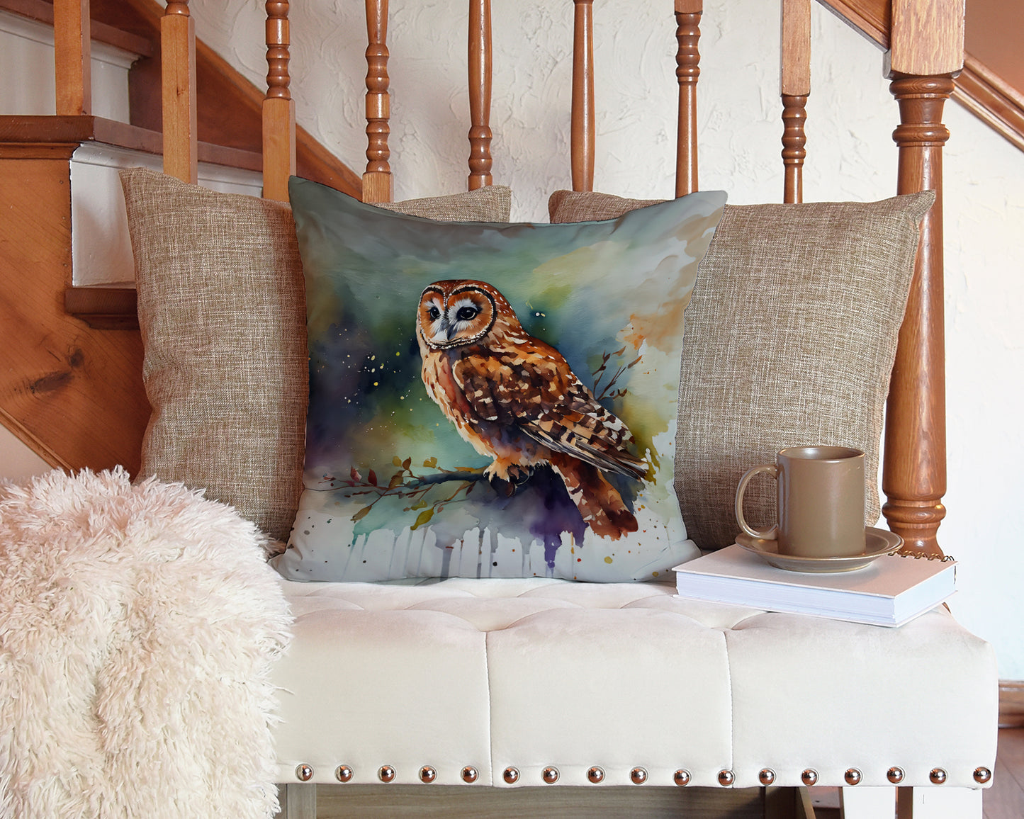 Tawny Owl Throw Pillow