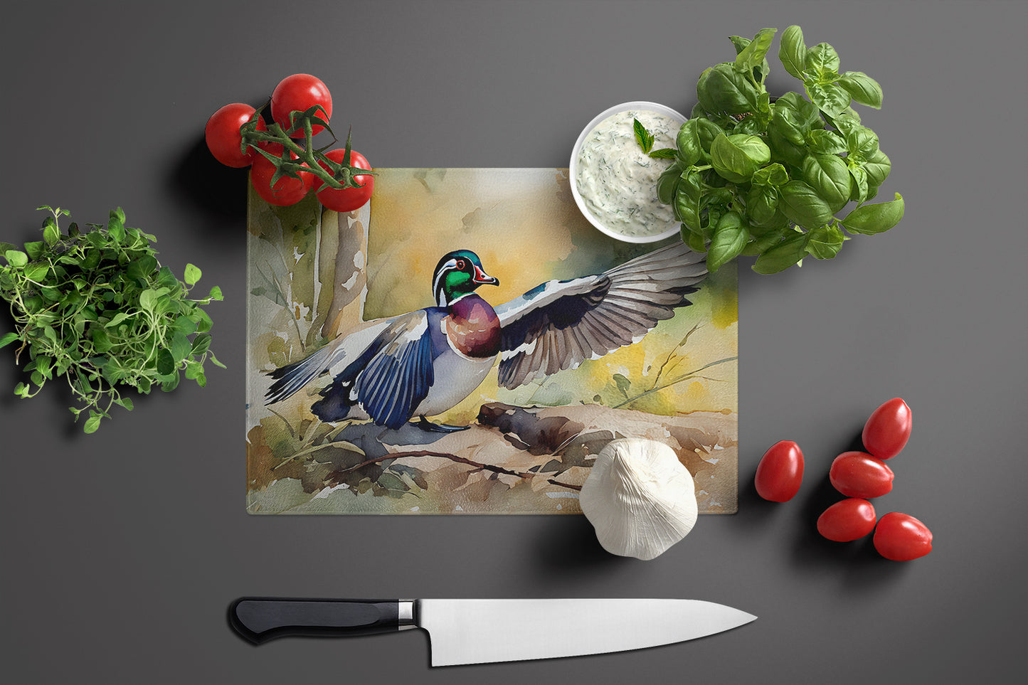 Wood Duck Glass Cutting Board