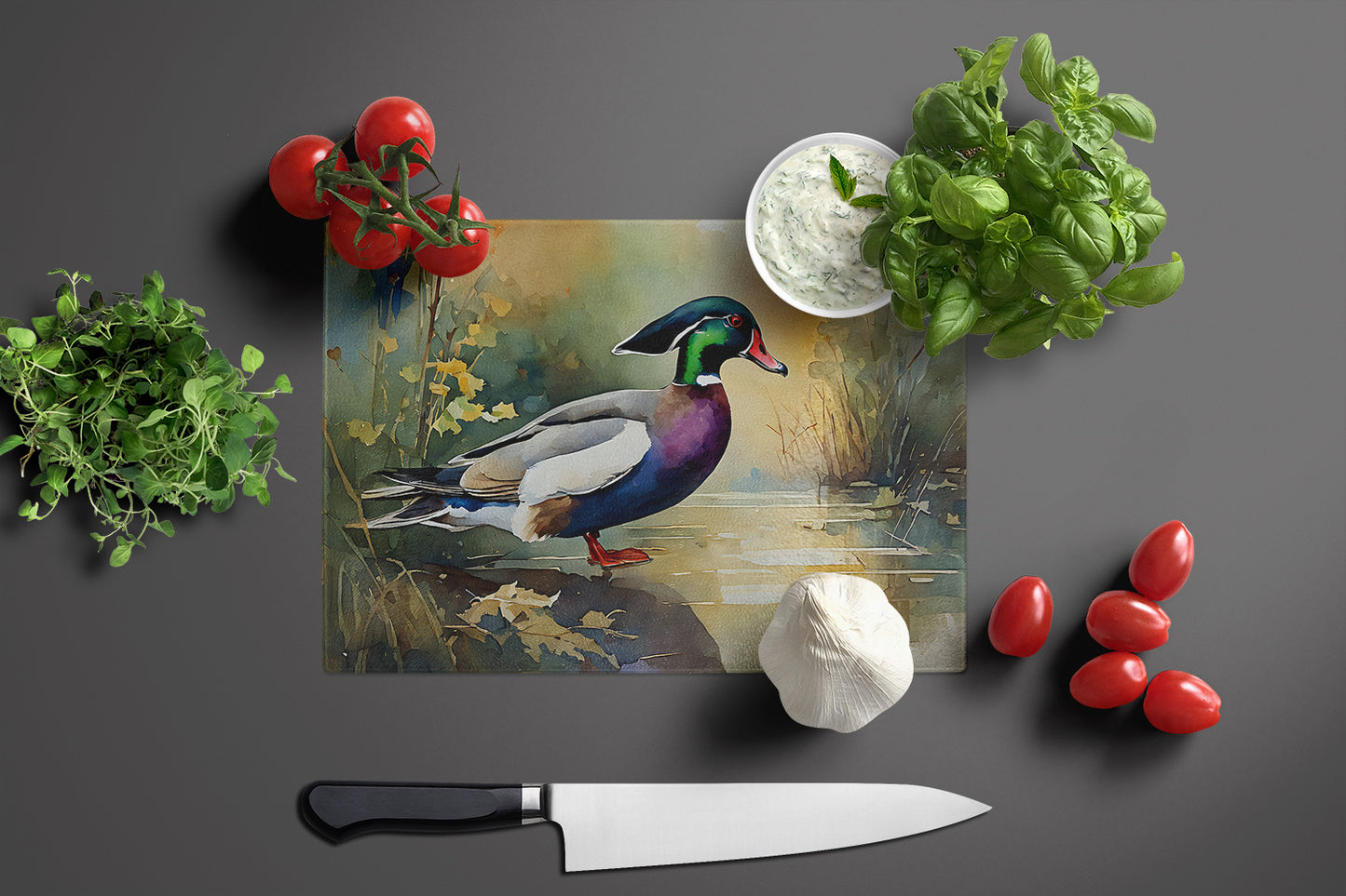 Wood Duck Glass Cutting Board