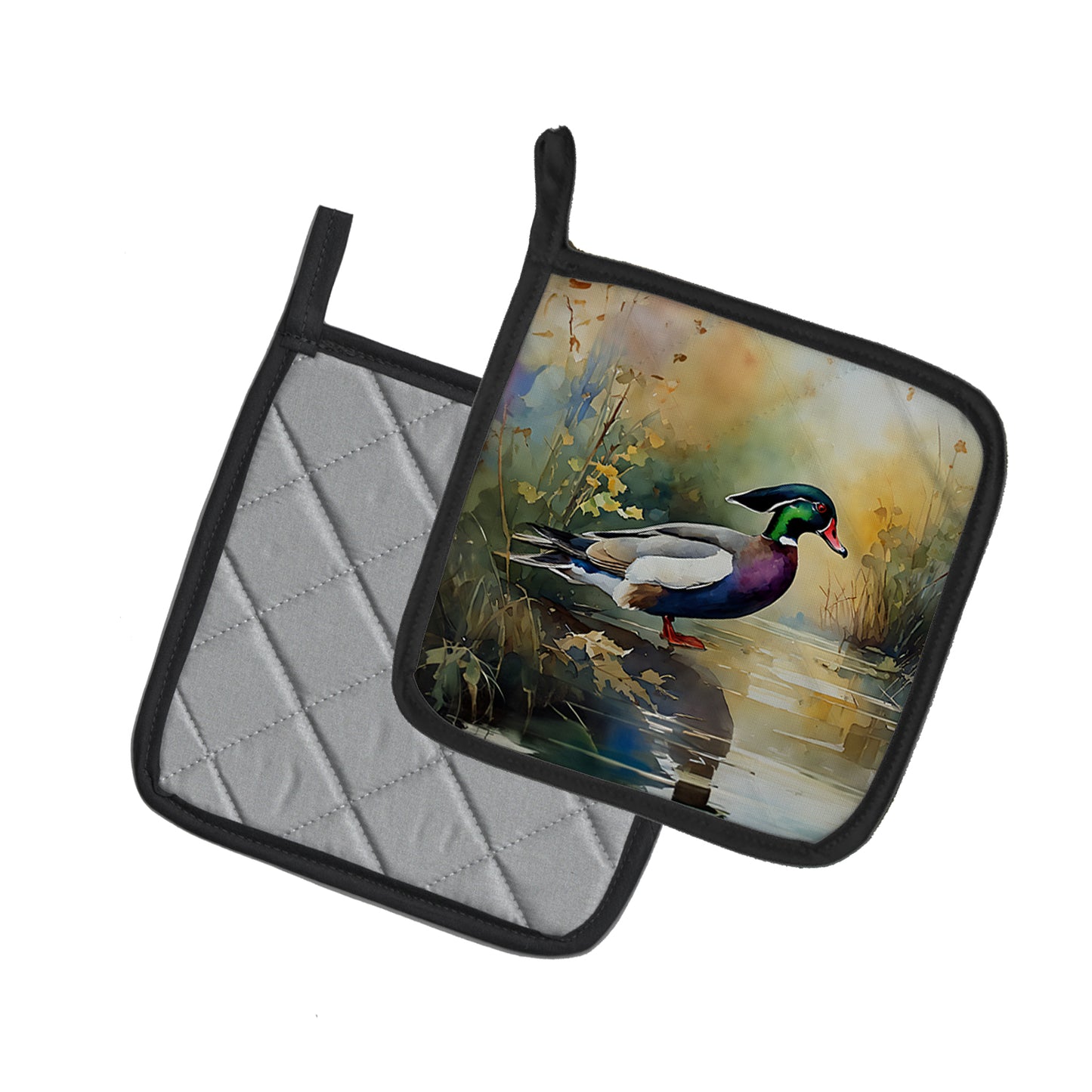 Wood Duck Pair of Pot Holders