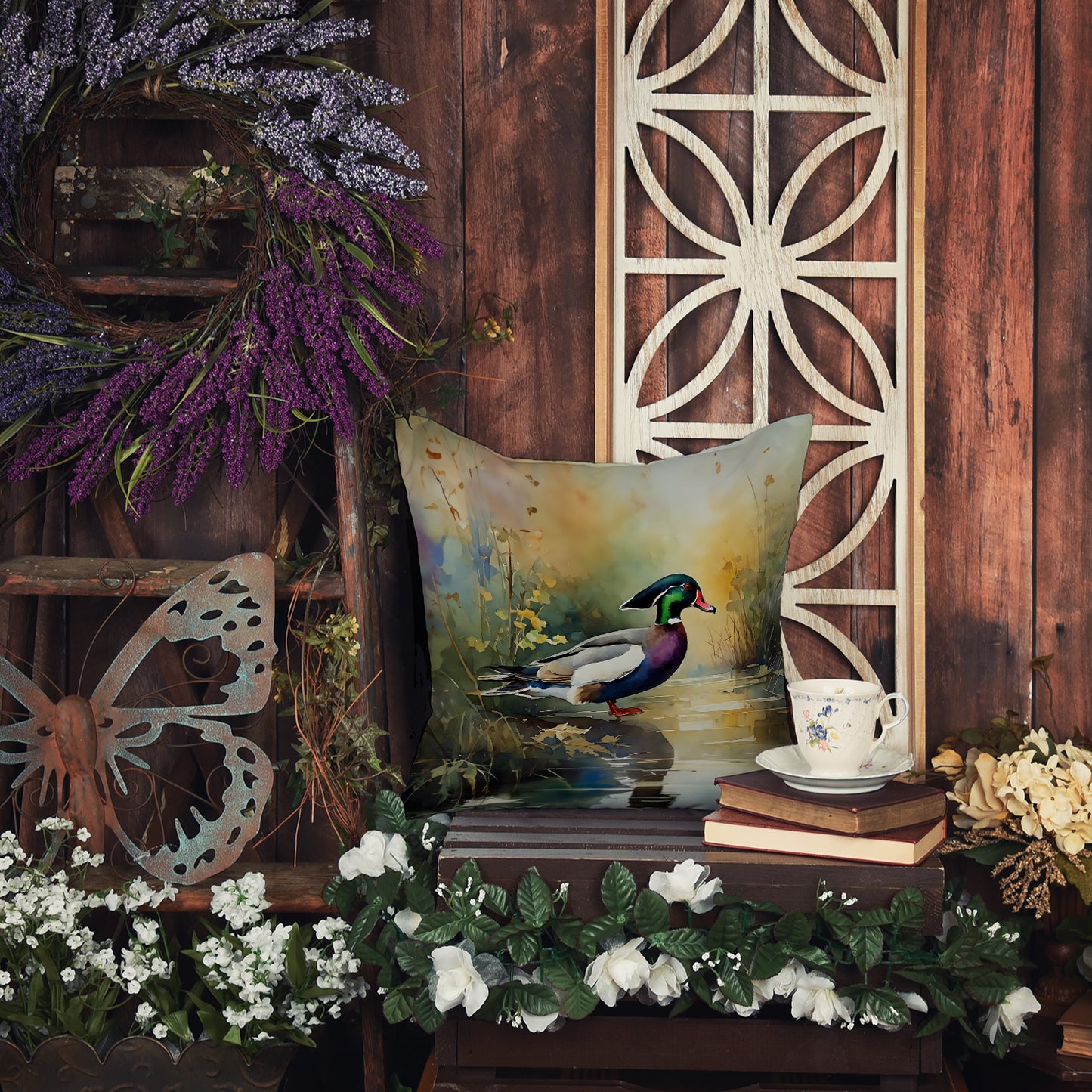 Wood Duck Throw Pillow