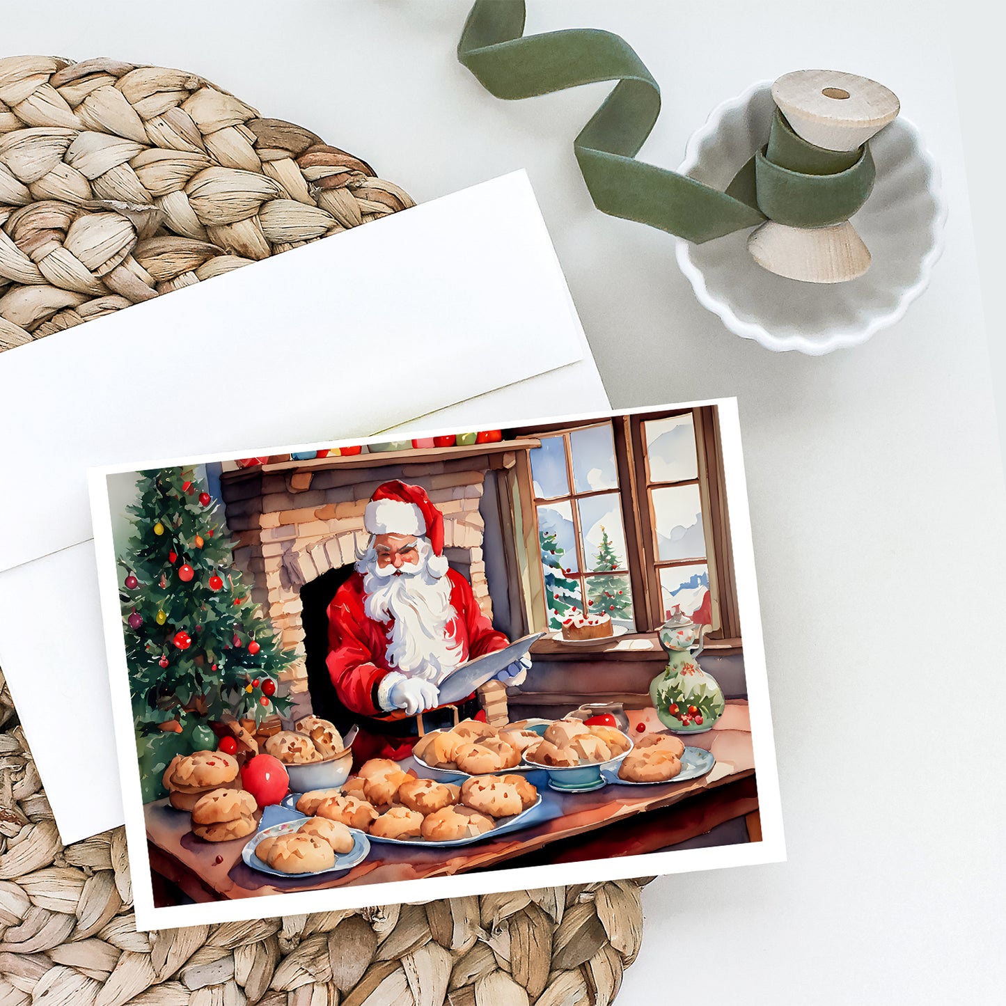 Cookies with Santa Claus Greeting Cards Pack of 8